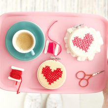 Load image into Gallery viewer, 3 x Heart Hoop Cross Stitch Embroidery Kit